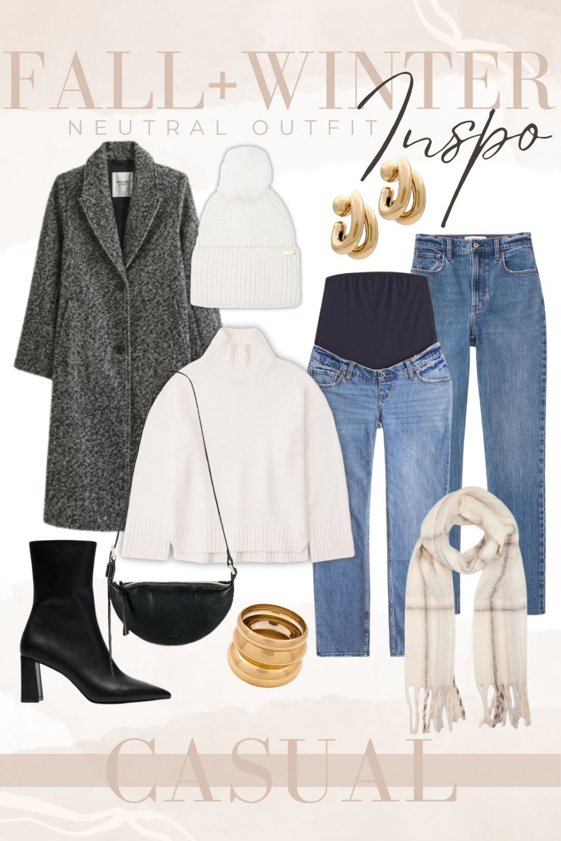 Fall and winter are the perfect seasons to bundle up and showcase your cozy and stylish wardrobe. If you're on the hunt for a versatile and cute outfit that can take you from daytime errands to a night out with your friends, look no further than this bundled fall and winter casual outfit inspo. 

This outfit includes a trendy oversized sweater, a pair of comfy straight leg high-waisted jeans, and a straight leg maternity / pregnancy jean option for my pregnant mamas with sleek ankle boots that will keep your feet warm while adding a touch of sophistication to your look. Not to mention you can style this with a trench coat to keep it dressy, or add a puffer jacket to dress it down, switching out this dressy bootie for a more casual one! Plus, the neutral colors of this outfit make it easy to mix and match with other pieces in your closet, with timeless, effortless simple jewellery to go with it. 

So, whether you're running errands or hitting the town, our bundled fall and winter casual outfit has got you covered. Shop now and enjoy the perfect mix of style and comfort this season!



#LTKHoliday #LTKSeasonal #LTKstyletip