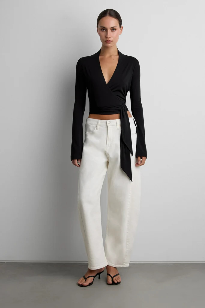 COTTON MODAL CROPPED WRAP TOP | OAK + FORT