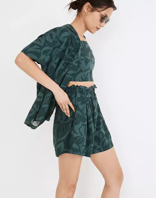 Linen-Blend Pull-On Paperbag Shorts in Tropicale Floral | Madewell