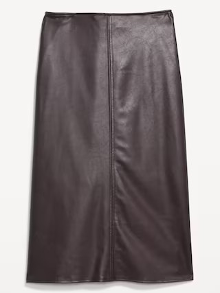 High-Waisted Faux-Leather Midi Skirt | Old Navy (US)