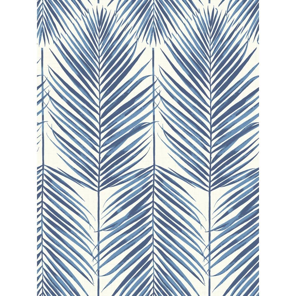 Seabrook Designs Paradise Coastal Blue Palm Leaf Wallpaper-MB30002 - The Home Depot | The Home Depot