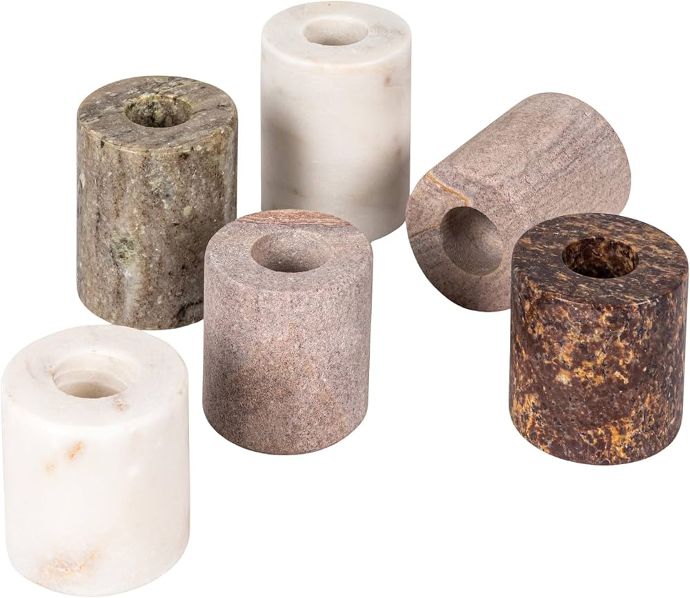 Bloomingville Modern Marble Taper Candle Holders, Set of 6, 2 Sizes, 3 Colors | Amazon (US)