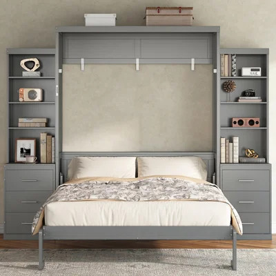 Queen Size Murphy Bed with Storage Shelves and Drawers | Wayfair North America