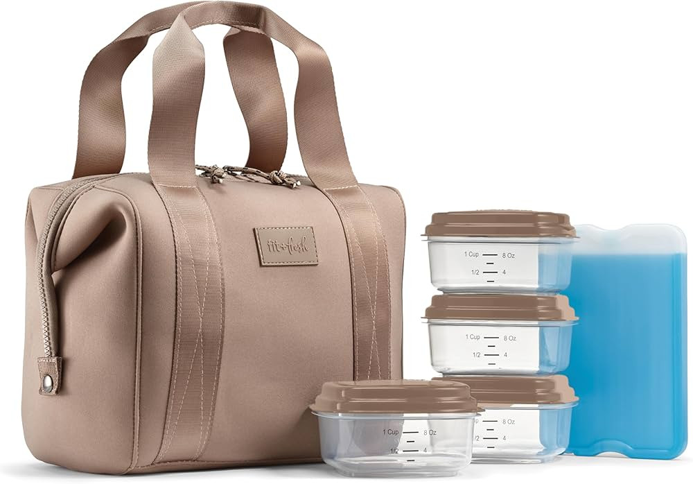 Fit & Fresh Neoprene Like Lunch Bag For Women, Insulated Womens Lunch Bag For Work, Tear & Stain ... | Amazon (US)