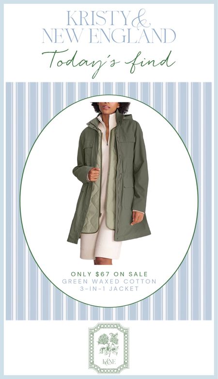 On sale now: green waxed cotton jacket 3 in 1, jacket, liner, and vest can all zip out. Great for spring 

#LTKfindsunder100 #LTKsalealert #LTKover40