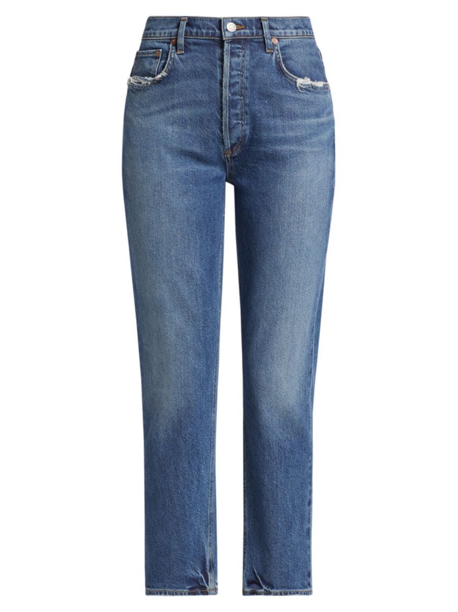 AgoldeRiley Long High-Rise Straight Jeans | Saks Fifth Avenue