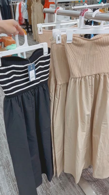 Very chic bandeau strapless dresses at target in beige or black and white stripe #targetstyle 

#LTKFindsUnder100 #LTKFindsUnder50 #LTKStyleTip