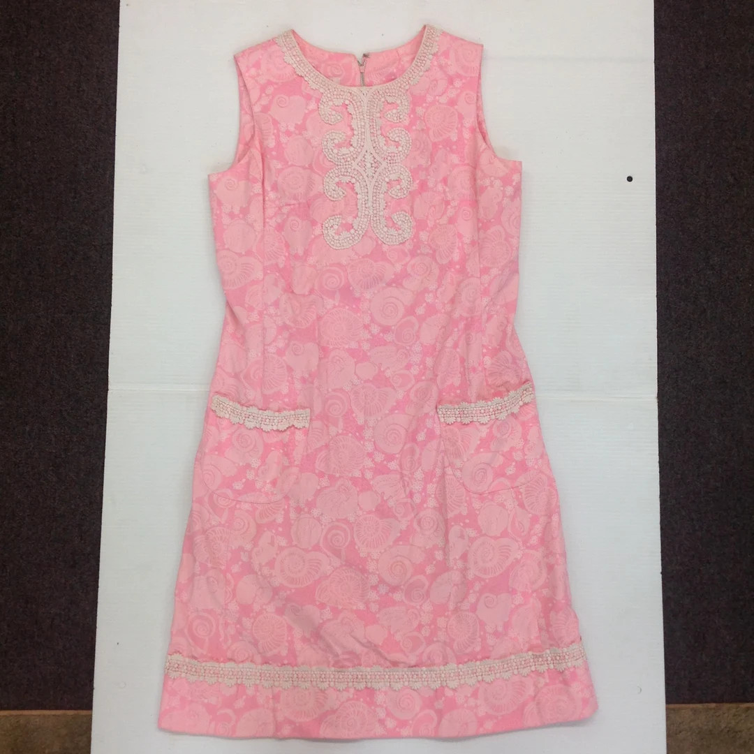 Vintage 1960's Lily Pulitzer Sleeveless Pink Floral Lace Motif Pocket Dress - Etsy | Etsy (US)