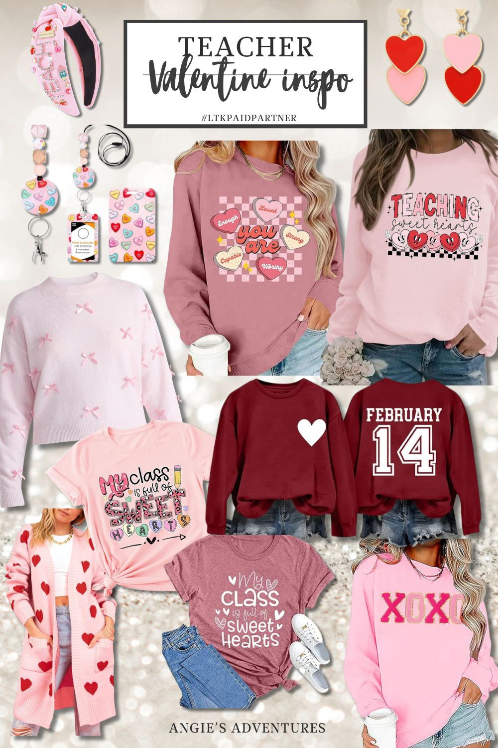 🍎💘 Teacher Valentine Inspo 💘🍎
Fun, comfy, and classroom-approved Valentine favorites for teachers! From cute tees and cozy sweatshirts to festive earrings, lanyards, and tumblers—these pieces are perfect for spreading love at school or dressing up your everyday teacher look.

Whether you’re teaching littles or upper grades, this Valentine style is cute, practical, and easy to wear all day. 💕✏️

👉 Tap to shop my favorite teacher Valentine finds! #paidpartner
#TeacherStyle #TeacherValentines #TeacherOutfits #ValentineInspo #TeacherLife #ClassroomStyle #TeacherFashion #LTKTeacher #ValentinesDayStyle 
 

 #LTKSeasonal #LTKWorkwear