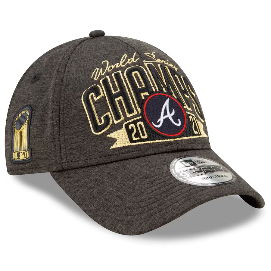 Atlanta Braves New Era 2021 World Series Champions Locker Room 9FORTY Adjustable Hat - Graphite | Fanatics