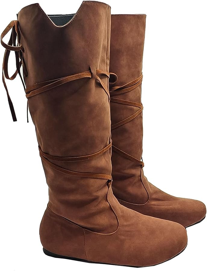 Women‘s Renaissance Boots Medieval Cosplay Halloween Vintage Stage Pirate Viking Tied Boots Sho... | Amazon (US)