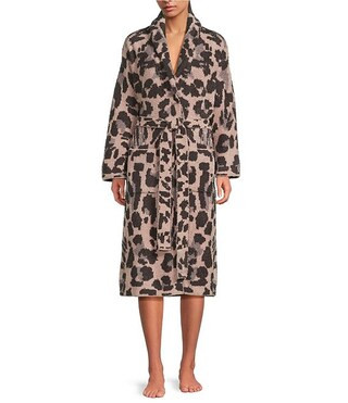 Barefoot Dreams CozyChic® Leopard Print Long Sleeve Shawl Collar Belt-Tie Long Cozy Robe | Dilla... | Dillard's