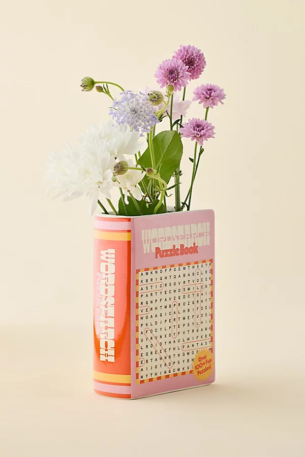 ban.do Word Search Book Ceramic Bookend Vase | Urban Outfitters (US and RoW)