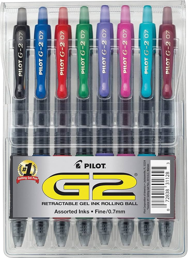Pilot, G2 Premium Gel Roller Pens, Fine Point 0.7 mm, Assorted Colors, Pack of 8 | Amazon (US)