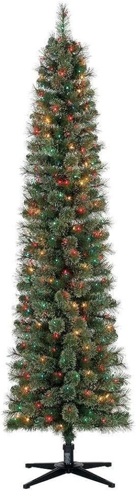 Home Heritage Stanley 7' Pencil Pine Artificial Christmas Tree Prelit 350 Multi-Color Incandescen... | Amazon (US)