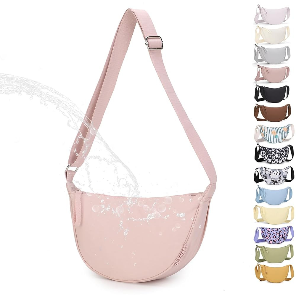 Small Nylon Crescent Crossbody Bag for Women Men Trendy, Waterproof Crescent Sling, Lightweight T... | Amazon (US)