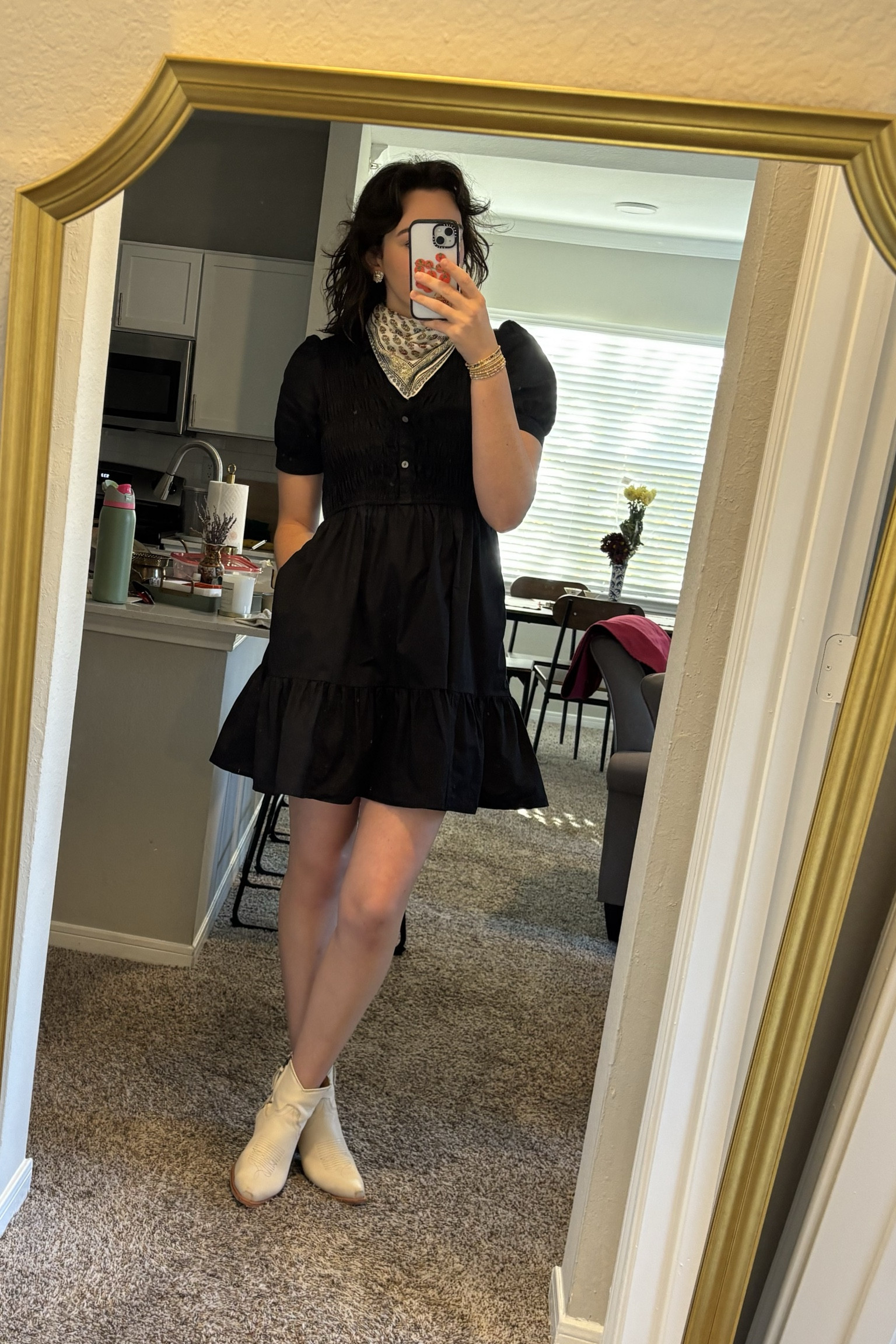 This dress has been one of my best finds of the season!! It has the cutest smocked detail at the top of the dress. It was under $60 and has been a fall staple in my wardrobe. I also LOVE my Tecovas. They are so comfy and I can stand for 8 hours in them without pain.

#smallbusinessoutfits #fallworkwear #tecovasfit #datenightoutfit #jcrewfactoryoutfit 

#LTKShoeCrush #LTKWorkwear #LTKSeasonal