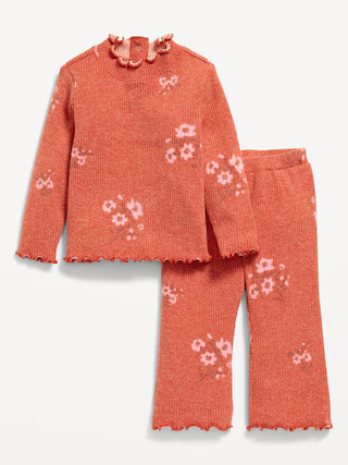 Plush Ribbed Long-Sleeve Top and Flare Pants Set for Baby | Old Navy (US)