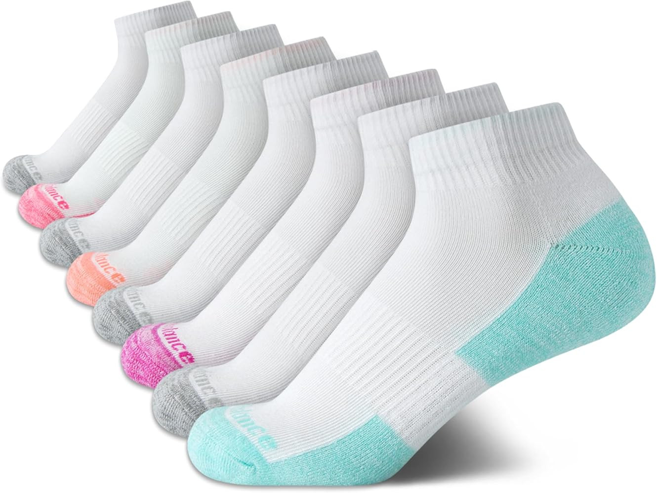 New Balance Girls' Athletic Socks - Cushion Quarter Cut Ankle Socks (8 Pack) | Amazon (US)