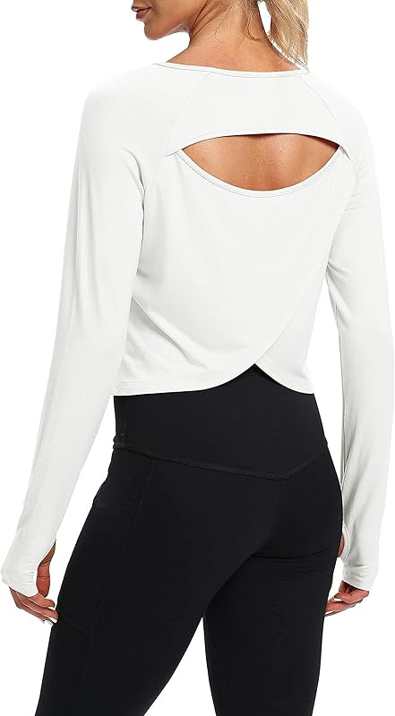 Long Sleeve Cut Out Back Yoga Top | Amazon (US)