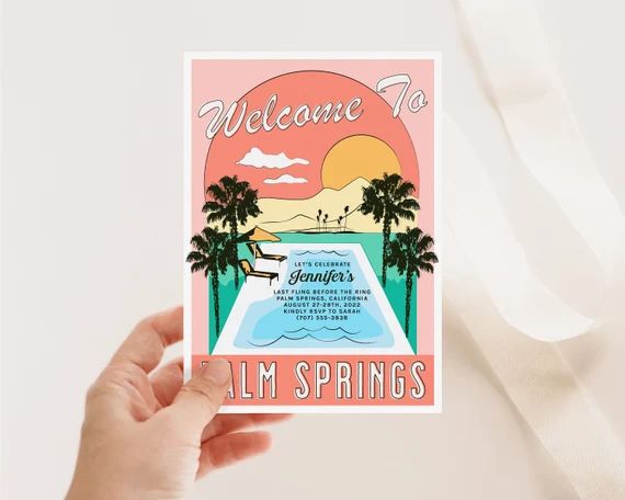 Palm Springs Invitation, Palm Springs Bachelorette Invitation, Palm Springs Birthday Invite, Bach... | Etsy (US)