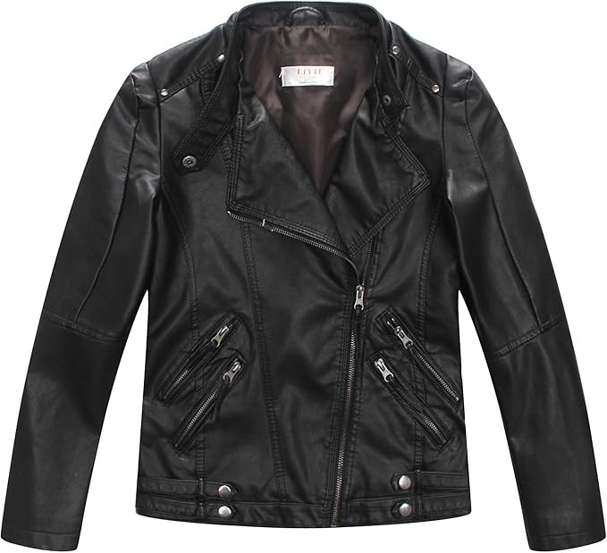 LJYH Boys Spring Faux Leather Moto Jackets Kids Zipper Fall Coats Outerwear | Amazon (US)