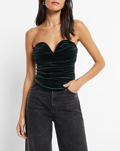 Body Contour Velvet Cowl Neck Corset Top | Express