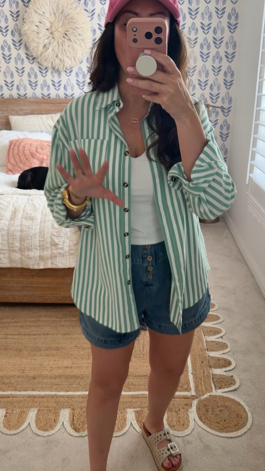 Fave Amazon denim shorts and a button down staple! 
.


#LTKSeasonal #LTKmomlife #LTKOver40