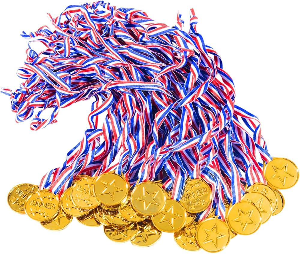 40 Pieces Plastic Gold Winner Award Medals Bulk for Sports, Games Competitions, Party Favors and ... | Amazon (US)