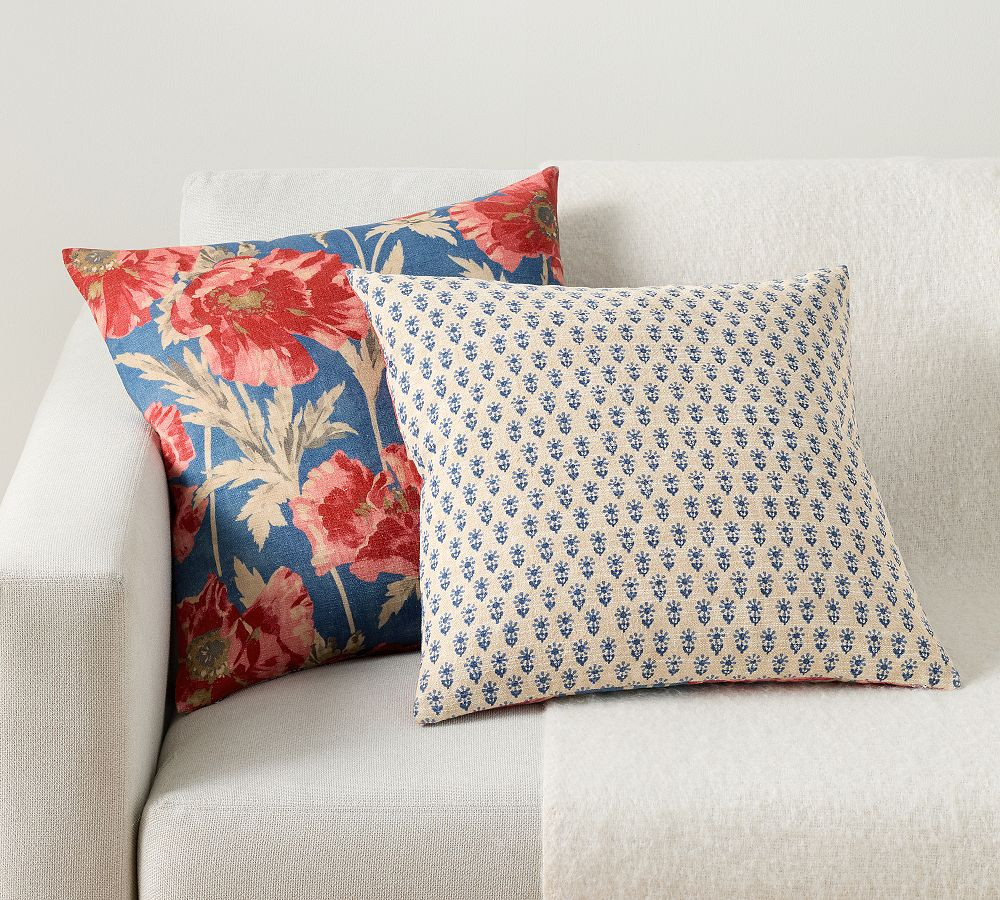 Poppy Vintage Floral Reversible Printed Pillow | Pottery Barn (US)