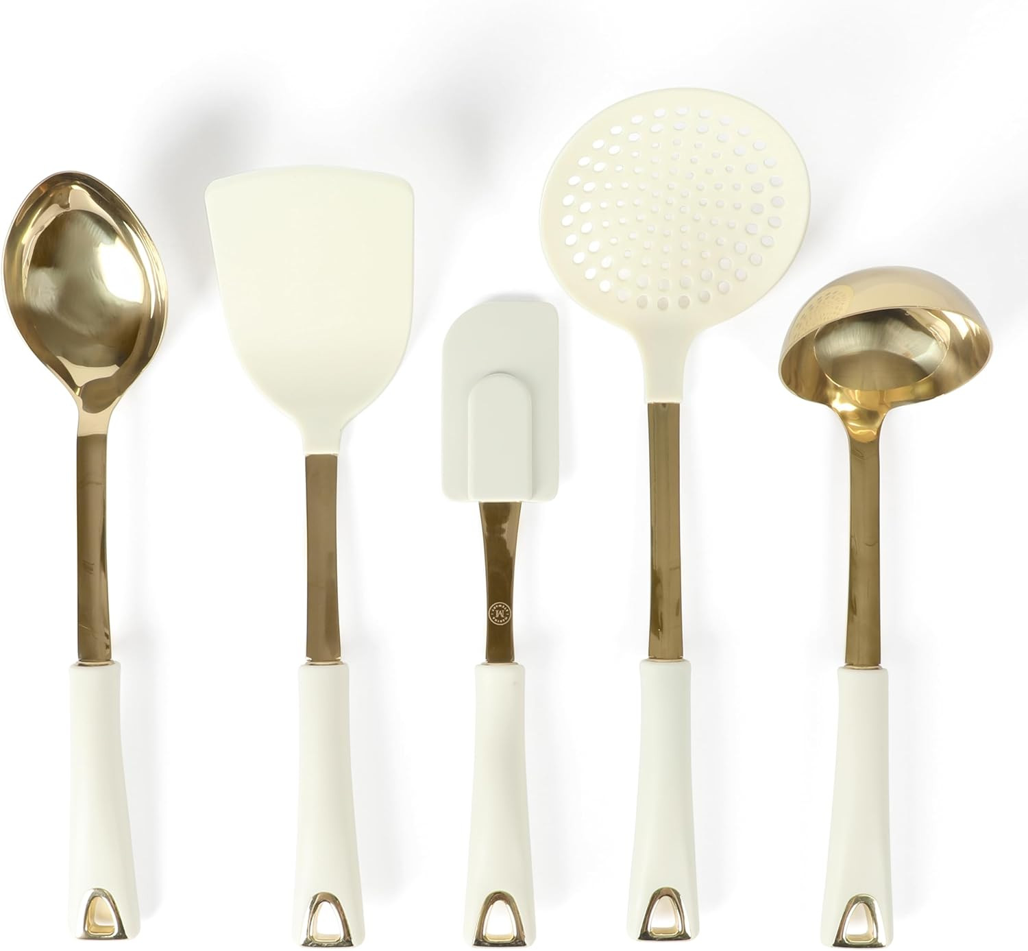 Martha Stewart Lockton 5-Piece Stainless Steel & Nylon Kitchen Tool Set - Linen w/Gold | Amazon (US)