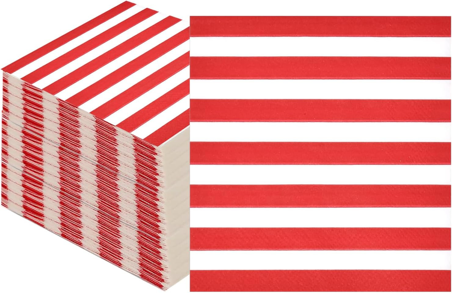 Amazon.com: 50Pack Red and White Stripes Napkins Red White Stripe Cocktail Napkins Striped Desser... | Amazon (US)