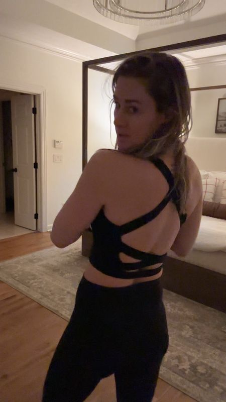 Morning workout outfit. This is a sports bra top that’s so comfortable and I love the strappy back! 

#LTKGiftGuide #LTKfitness #LTKfindsunder50