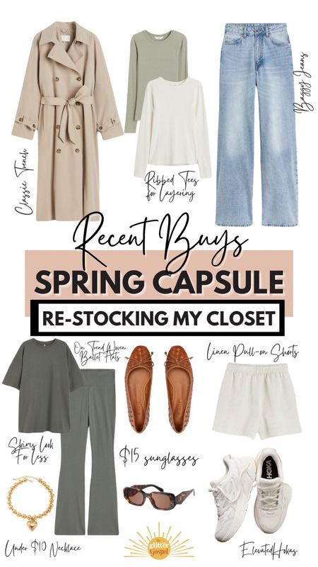 What I’ve bought lately as a postpartum mama working to refill her closet as a size 6/8.

Baggy jeans (go up 1-2x in size!)
Basic layering tees
A classic trench under $50
A skims look for less set under $30
Woven ballet flats (size up 1/2 if wide foot!)
Pull on linen shorts 
Trendy under $10 heart necklace 
Under $15 on trend sunglasses.

I ordered a 10 in jeans and medium in everything else! 

Last but not least the leather Clifton L’s for an elevated version of my most worn shoes. 

#LTKstyletip #LTKfindsunder100