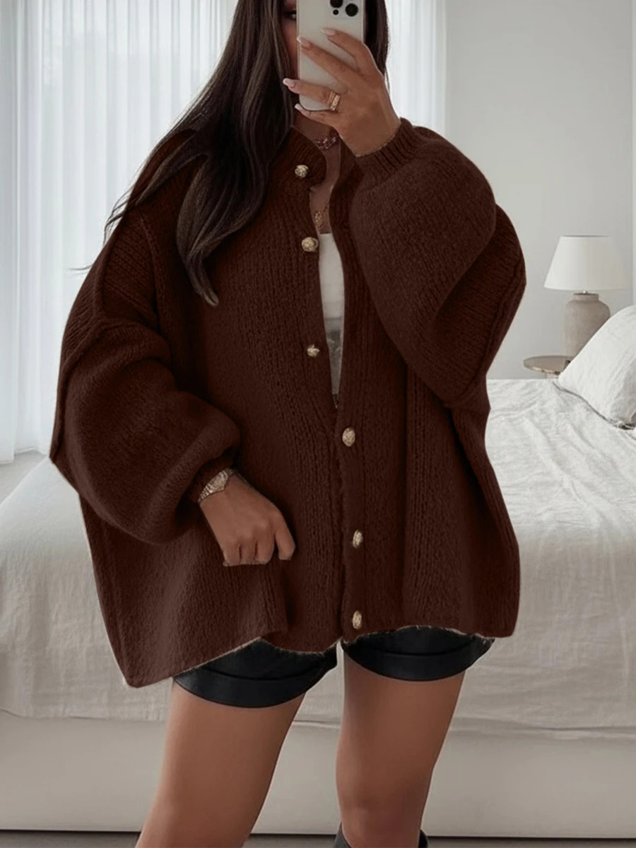 Joy Knit Women's Autumn/Winter Sweater, Fashion New Style - Minimalist Loose Fit Knit Cardigan Wi... | SHEIN