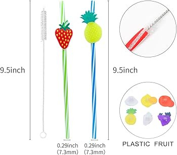 Replacement Disposable Plastic straws for Kids Party DIY Decoration Daily Drinking Straws (24 str... | Amazon (US)