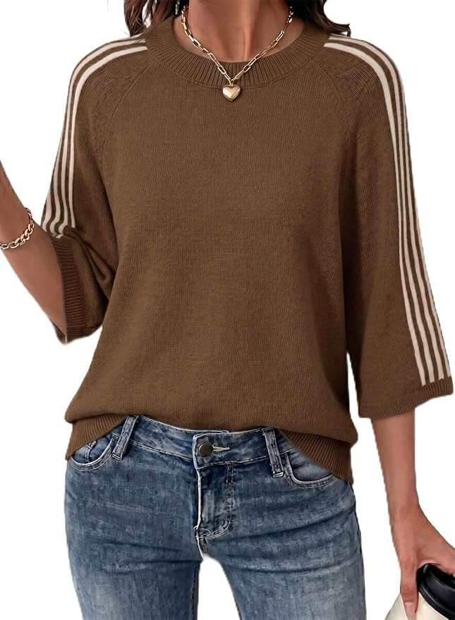 Dokotoo Oversized 3/4 Sleeve Sweaters for Women Knit Stretch Fall Tops 2026 | Soft Casual Sweater... | Amazon (US)
