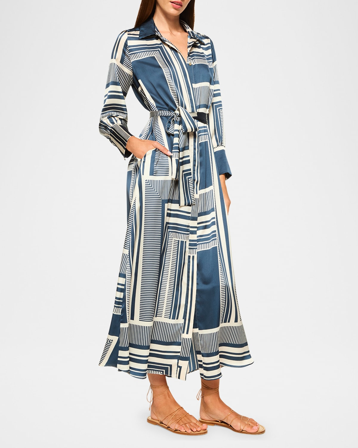 Herminia Satin Maxi Shirtdress | Neiman Marcus