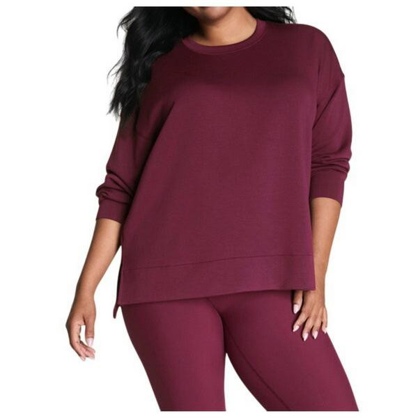 Women's Spanx AirEssentials Tunic Crewneck Sweatshirt XSmall Plum Berry | Scheels Sports