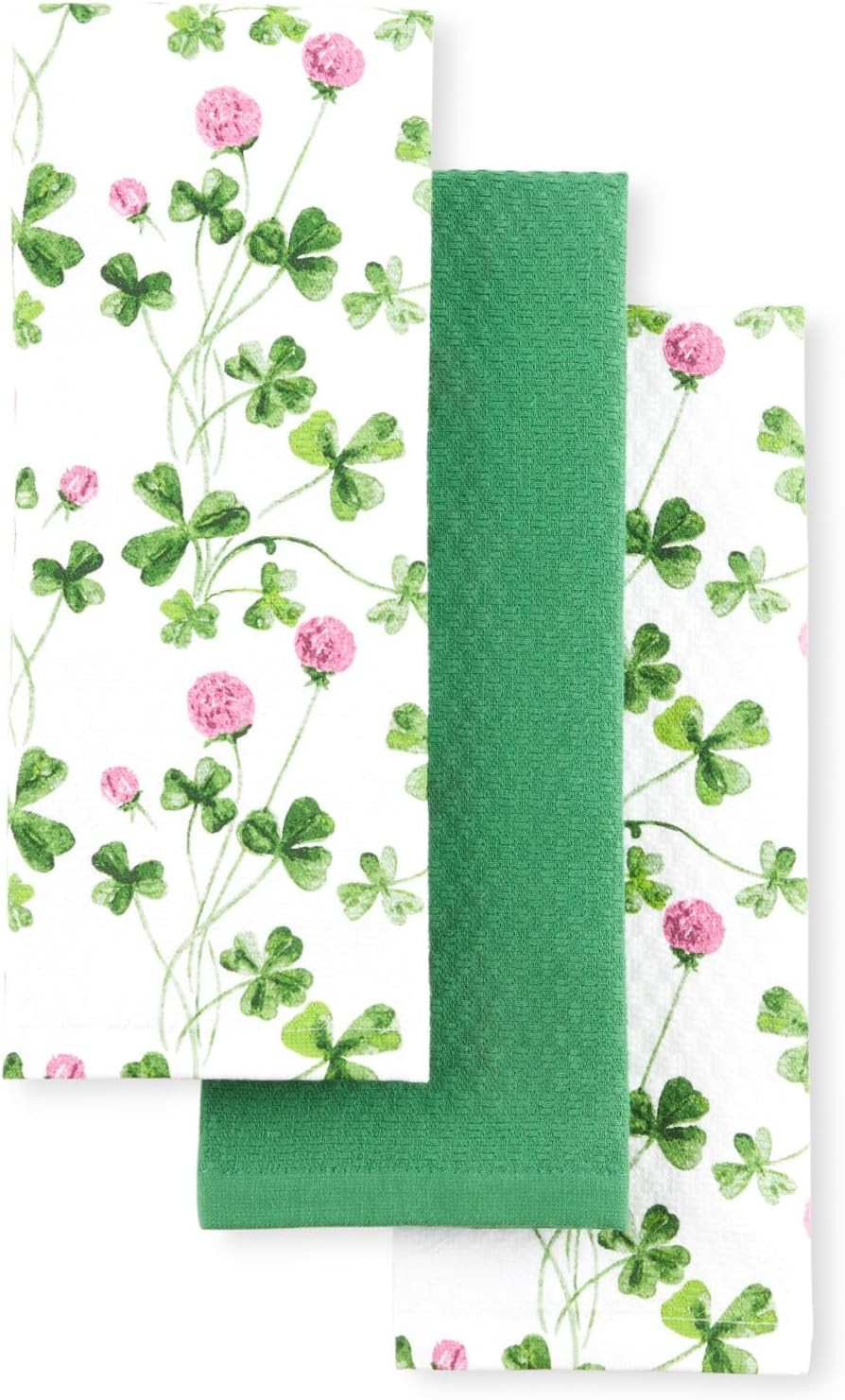 Martha Stewart Clover Meadow Kitchen Towel Set 3-Pack, Absorbent 100% Cotton, St. Patrick's Day, ... | Amazon (US)