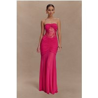 Khadijah Lace And Mesh Maxi Dress - Dragonfruit I MESHKI I Size XS | MESHKI US