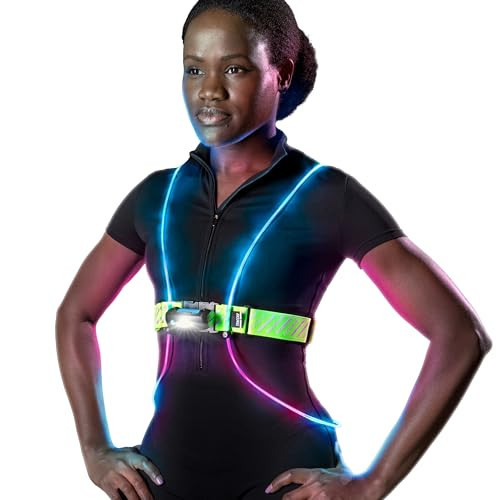 noxgear Tracer2 Multicolor Light Up and Reflective Running Vest with 500 Lumen Chest Light | Adjustable Fit, Rechargeable, Waterproof | Running Lights for Runners and Walkers |(Size: Small) | Amazon (US)