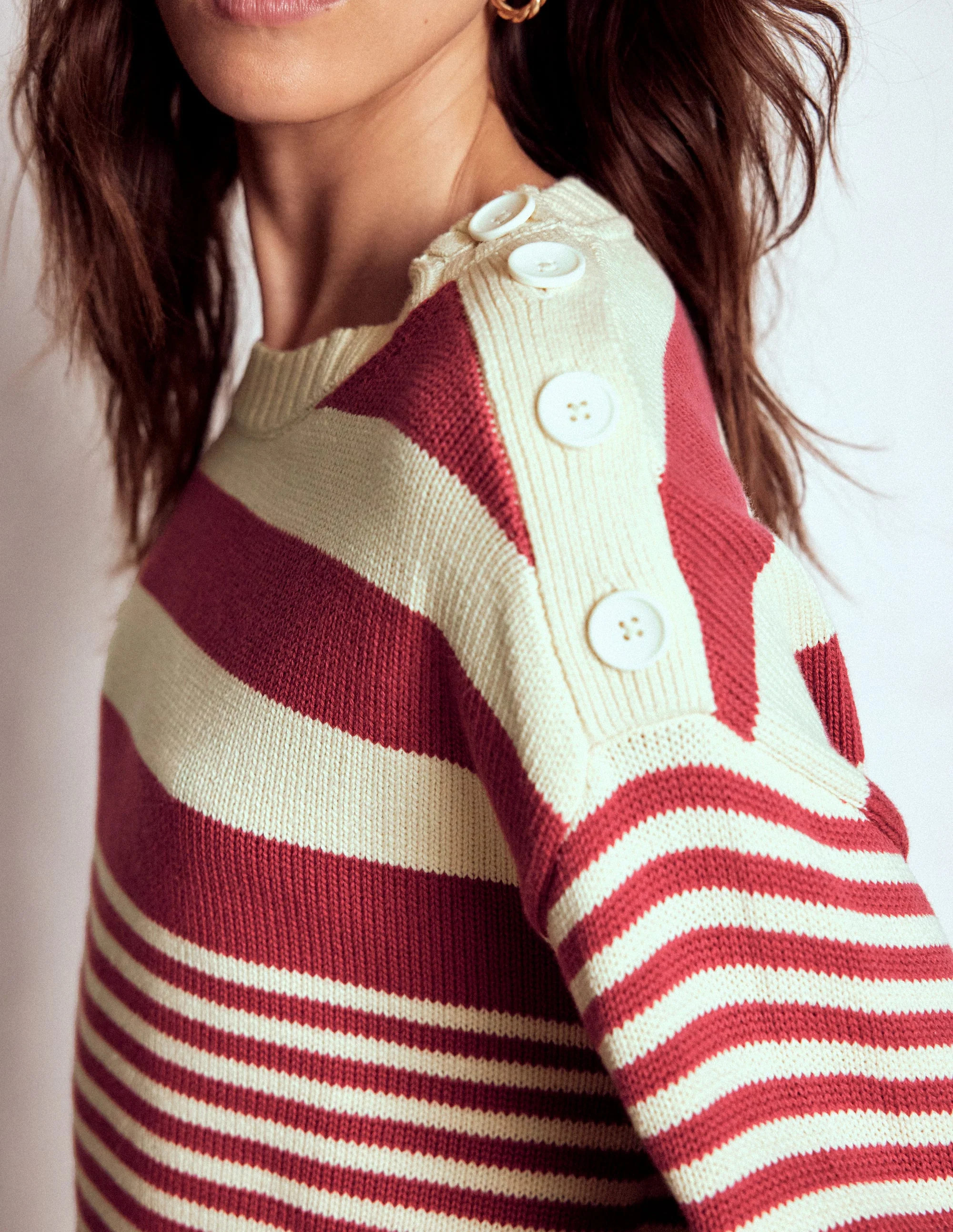 Jemma Chunky Cotton Jumper-Warm Ivory/ Terracotta | Boden UK