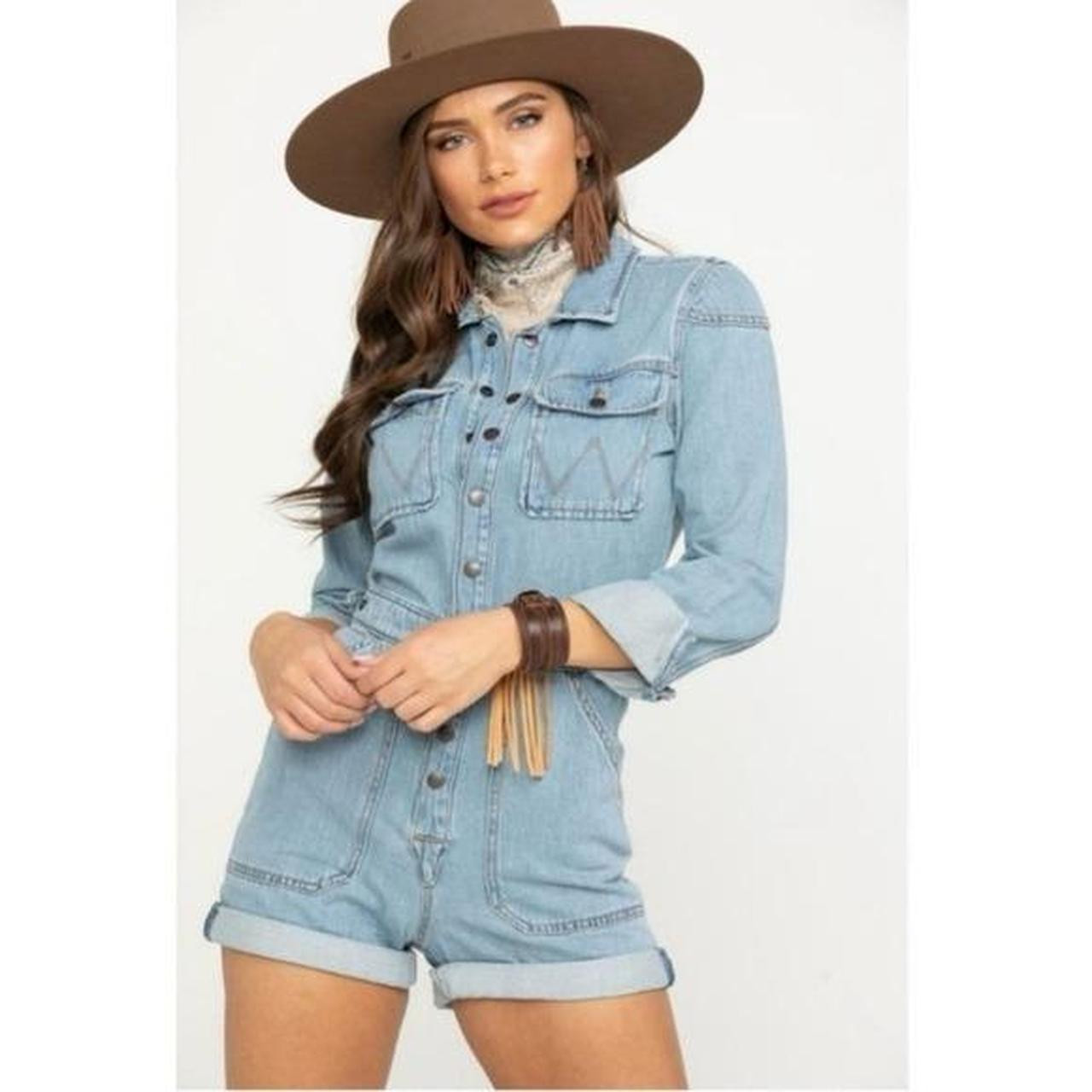 Wrangler Women's Romper - Blue - S | Depop US