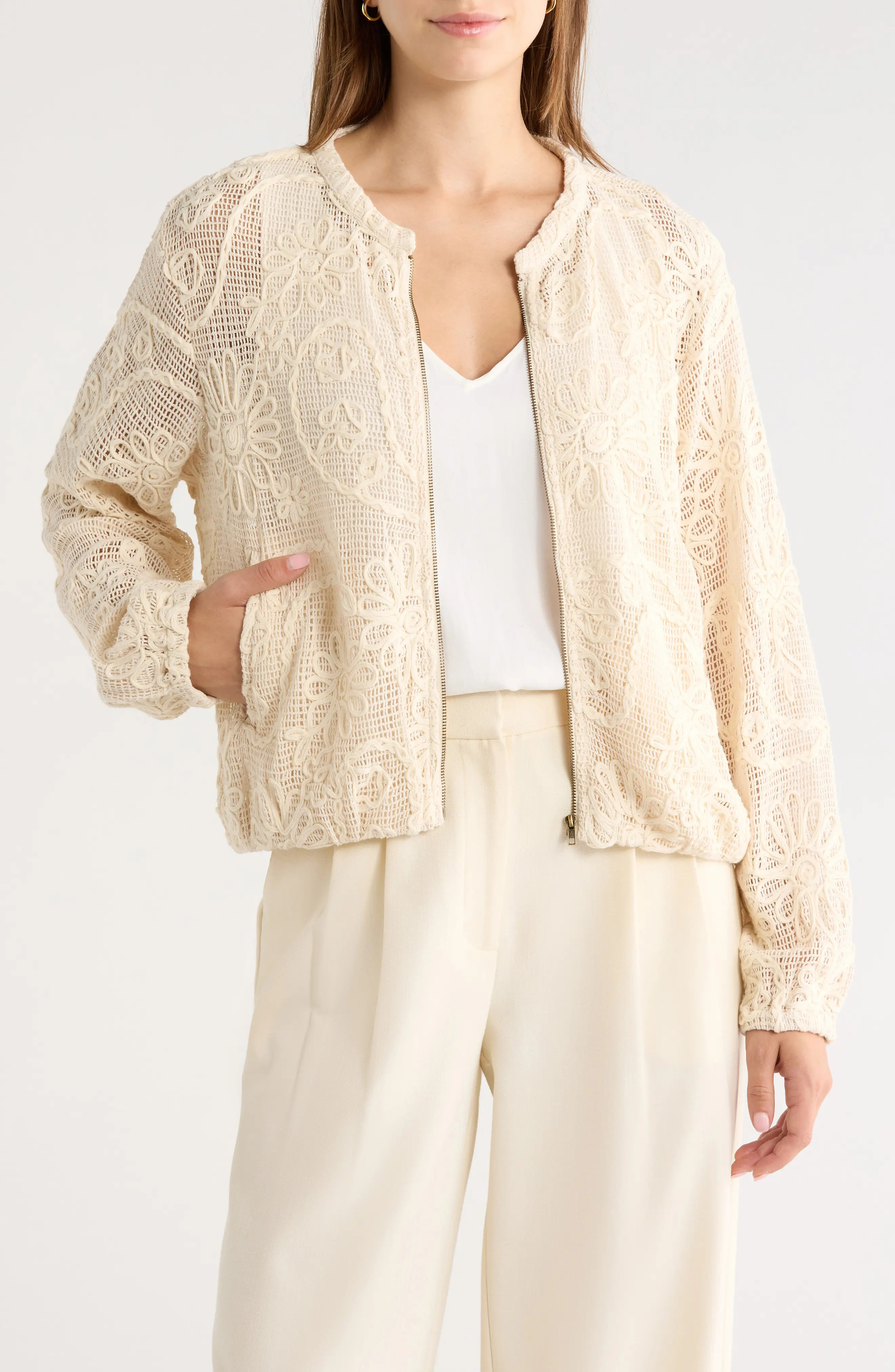Aeva Embroidered Floral Lace Jacket (Women) | Nordstrom | Nordstrom