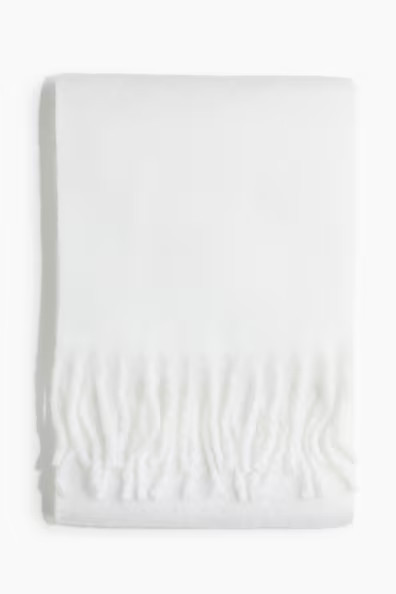 H & M - Brushed-finish Scarf - White | H&M (US + CA)