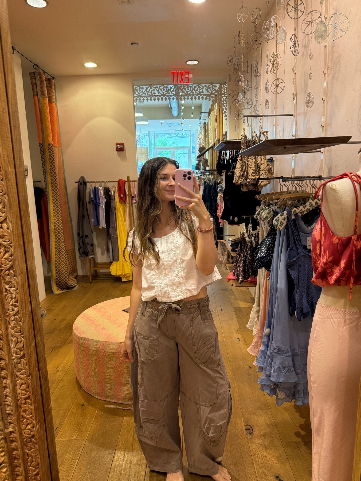 wearing a small in cargos, these pants have been in my cart, saw them in store and had to try on, so cute!
