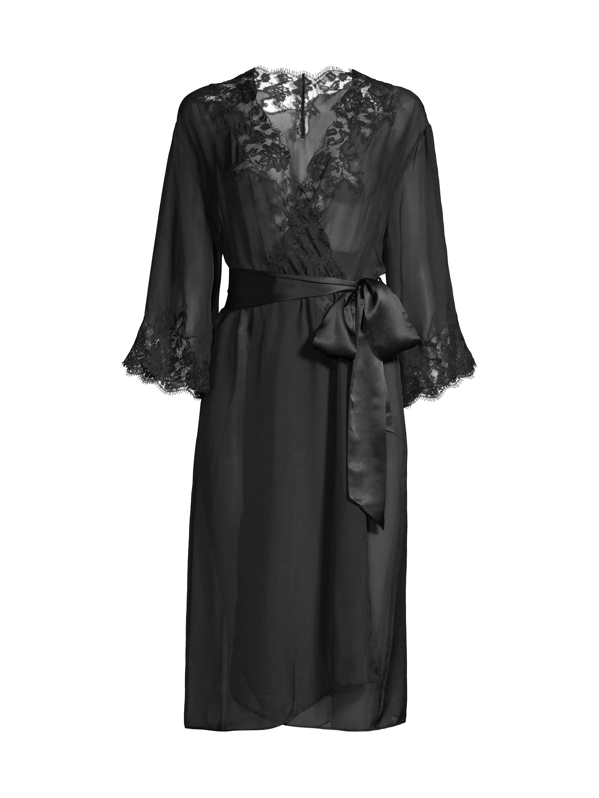 Orchid Silk & Lace Robe | Saks Fifth Avenue