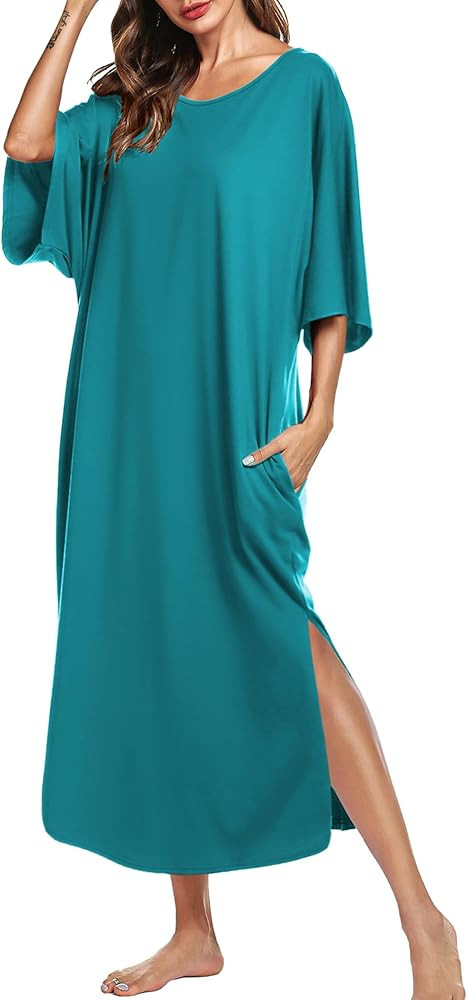 Ekouaer Women's Casual Maxi Long Nightgown | Amazon (US)
