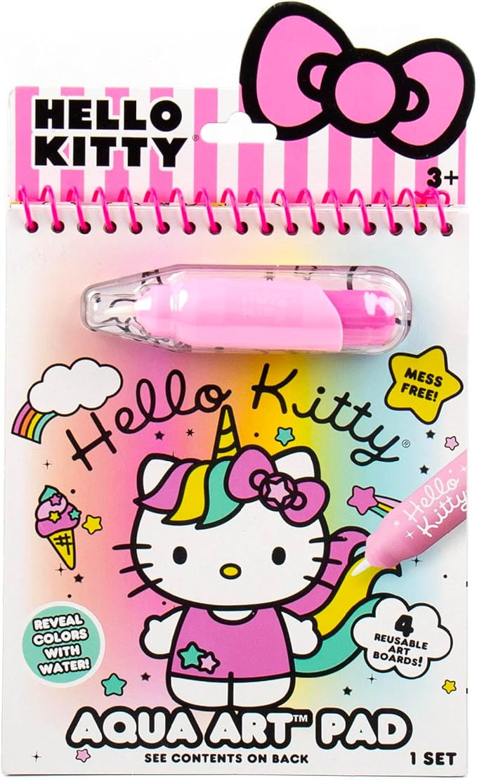 Hello Kitty Aqua Art Pad, 4 Art Pages, On The Go Reusable Water-Reveal Activity Pad, Mess Free Ar... | Amazon (US)